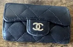 CHANEL シャネル キーケース 6連フック シルバー金具 黒 ラムスキン