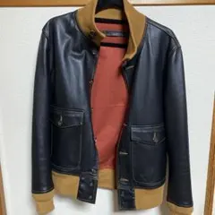 A-1タイプ レザージャケット M 黒×キャメル