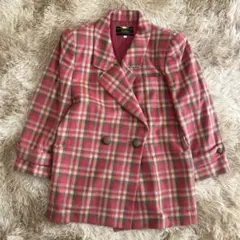 Leilian レリアン チェック柄 ウールコート アンゴラ カシミヤ混 9号