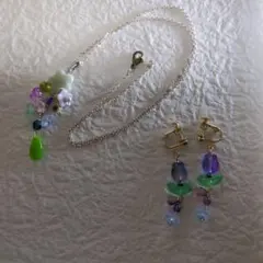 フラワーネックレス61013.3とイヤリング セット