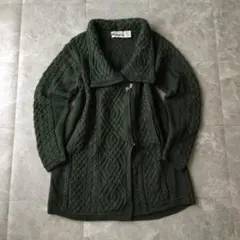 90s ARAN CRAFTS サイドジップセーター　グリーン　アイルランド製
