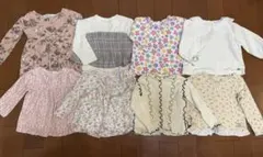 キッズベビー長袖90サイズ8点セット 保育園着 女の子 花柄 ロンT 春服
