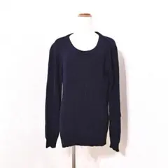 サマンサモスモス【F】長袖ニット　セーター　ネイビー系　コットン　無地　キレイめ
