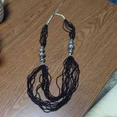 多層ビーズネックレス 黒