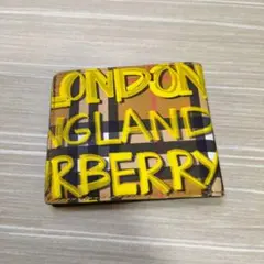 BURBERRY グラフィティプリント ノバチェック 財布 イエロー