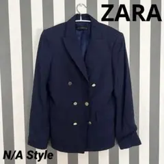 ZARA ネイビー ダブルブレスト テーラードジャケット