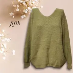 fifth　フィフス　ニット　リブニット　セーター　Vネック　オリーブグリーン