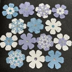【400-1】ダイカット 花 パステル青×紫 3サイズセット