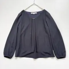 ナチュラルビューティー ゴールドパーツ付 カットソー ネイビー サイズ34