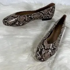 新品 ジェマリン フラットシューズ スクエアトゥ バブーシュ パイソン柄