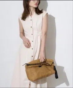 ノースリーブ フロントボタン ロングワンピース アイボリー