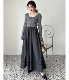 【lily brown】ニットビスチェ切り替えワンピース・カーディガンSET