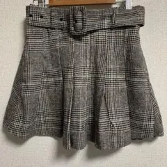 新品　グレイル　ベルト付きプリーツフレアミニスカート　グレンチェック