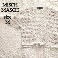 ミッシュマッシュ 半袖 透かし編み カーディガン M リボン ビジューのサムネイル