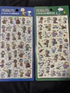 韓国 スヌーピー シール ピーナッツ クリスタルステッカー ボンボンドロップ2点