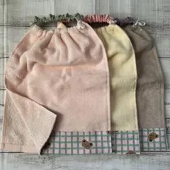 おりこうタオル おりこうエプロン チェック×くま 二重 3枚セット
