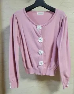 LODISPOTTO ロディスポット カーディガン ピンク 花ボタン M