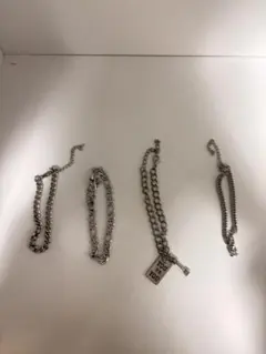 シルバー チェーンブレスレット4点セット