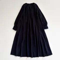 えみち様　ANAYI ウールカタアゼペプラムニットワンピース ネイビー 金ボタン ANAYI ウールカタアゼペプラムニットワンピース ネイビー 金ボタン