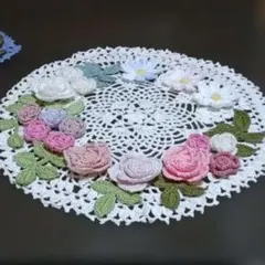 花模様 レース編みマット
