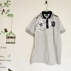 UMBRO/刺繍ロゴポロシャツ グレー×ネイビー メンズLのサムネイル
