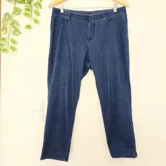 ​【訳あり・穴だらけ！】デニムレギンス L ジャンク品 リメイク用 生地取り