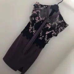 Dazzy ナイトドレス　紫　花柄　ミニワンピース　S
