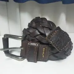 アバクロンビーフィッチ レザーベルト メッシュベルト 編み込み W36 ブラウンのサムネイル