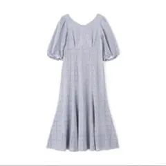 バルーン　スリーブ　レース　ワンピース　ブルー　PROPORTION BODY