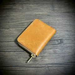 プエブロレザー ミニ財布 経年変化 本革 牛革 イタリアンレザー キャメル