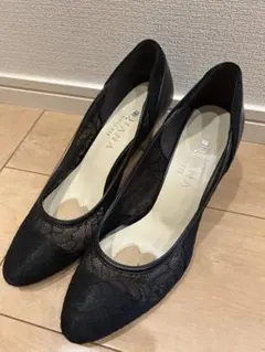 DIANA WELL FIT ブラック レース パンプス フォーマル