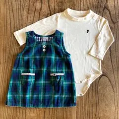 【80サイズ】ミキハウス＊ガーゼワンピース・タートルボディシャツ＊2点セット
