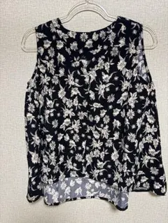 GRL 黒　花柄　ノースリーブ［CL4858］