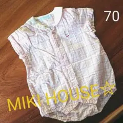 MIKI HOUSE ロンパース シャツ ピンク 70