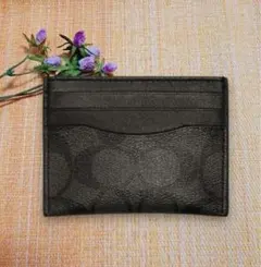 人気✨COACH コーチ カードケースパスケース 名刺入れ チャコール×ブラック