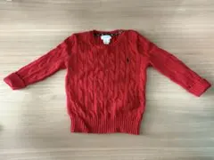 赤 ケーブルニット セーター