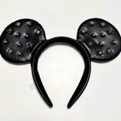 スタッズ付きブラックミッキー耳カチューシャ