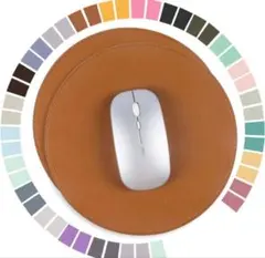 【D3】YSAGi マウスパッド 丸型 2枚セット PUレザー 茶色