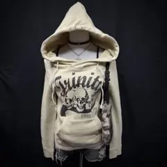 平成ギャル　y2k グランジ　パーカー　ドクロ　フーディ　オフショル　パンク