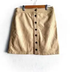 【コルザ】 タイトスカート スエード風 ボタン付き ベージュ Lサイズ