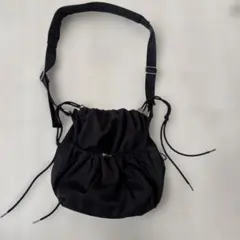 ZARA ドローストリング ショルダーバッグ ブラック