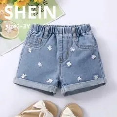 SHEINデニム 花柄刺繍 ショートパンツ