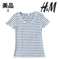 ⭐未使用に近い⭐ H&M ストレッチボーダー半袖Tシャツのサムネイル