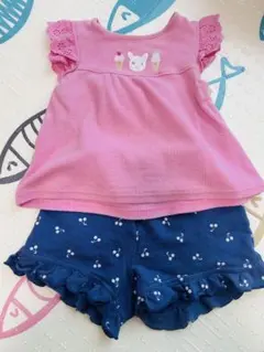クーラクール80 ピンクアイスクリームTシャツとショートパンツセット　女の子