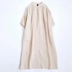 フランス 1900s リネン 貝の刺繍とモノグラムワンピース アンティーク