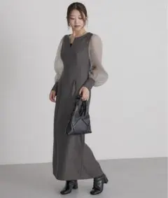 soie by apres jour mignon 袖シアーボリュームワンピース