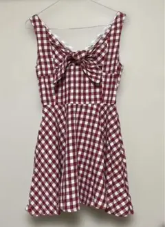 TRALALA トゥララ 赤と白のチェック ノースリーブワンピース