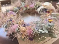 紫陽花と小華のドライフラワーリース❤️ハンドメイド インテリア 壁掛け26cmのサムネイル