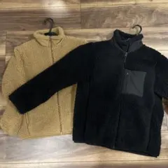 UNIQLO フリースジャケットセット 150 160 黒 ベージュ