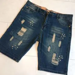 新品未使用 メンズ デニム ハーフパンツ 大きいサイズ